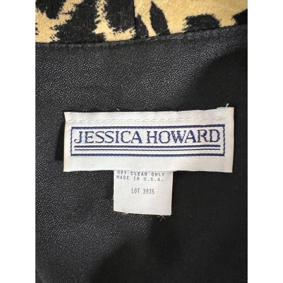 Jessica Howard Womens Suit Jacket Blazer Black Cheetah Print Shawl Collar USA 10 - Picture 10 of 12